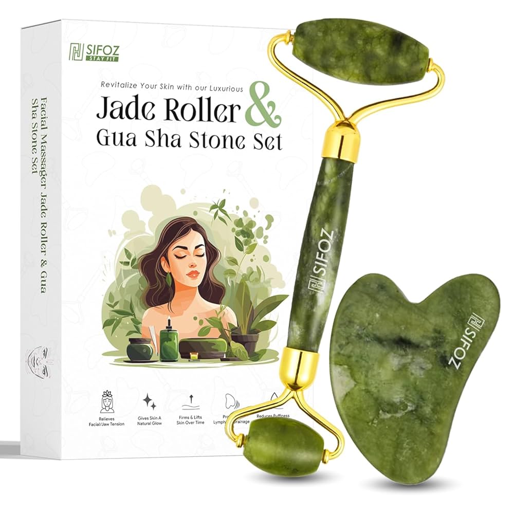 Rodillo Facial De Jade + Piedra Gua sha