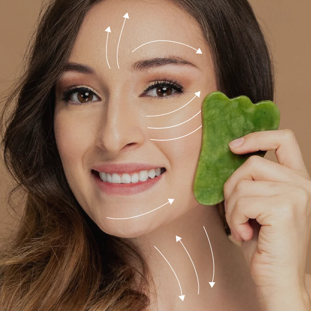 Rodillo Facial De Jade + Piedra Gua sha