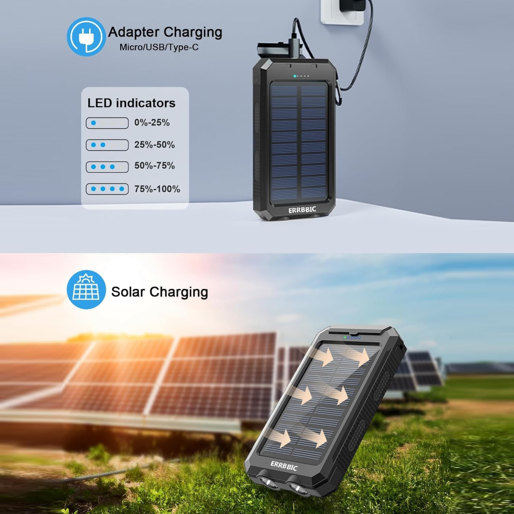Nunca más te quedes sin batería. Carga con el sol ☀️🔋